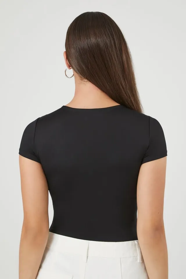 Forever 21 Women's Crew T-Shirt Bodysuit in Black, XL
