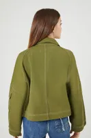 Women's Cargo Pocket Twill Jacket in Olive Small