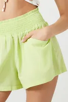 Women's Smocked Pull-On Shorts in Honeydew Medium