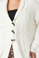 Women's Chenille Cardigan Sweater in White, 2X