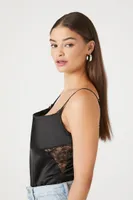 Women's Satin Lace-Trim Bodysuit