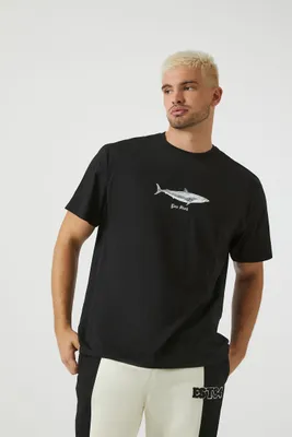 Men Lone Shark Graphic Tee in Black, XL