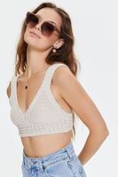 Women's Crochet Crop Top in Beige Large