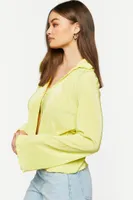 Women's Lettuce-Edge Bell-Sleeve Shirt in Yellow Small