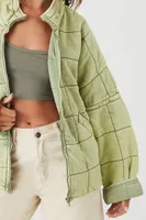 Women's Quilted Zip-Up Jacket in Light Olive Large