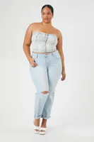 Women's Denim Tube Top in Light Denim, 3X