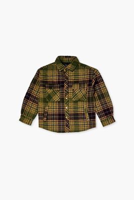 Kids Plaid Shacket (Girls + Boys) in Green, 9/10