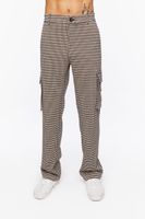 Men Houndstooth Straight-Leg Trousers in Brown, 31