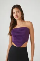 Women's Smocked Tube Crop Top in Eggplant Small