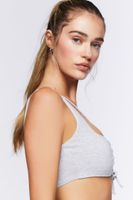 Women's Strappy Ruched Sports Bra in Heather Grey Small