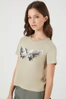 Women's Aerosmith Graphic Baby T-Shirt in Taupe Medium