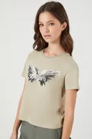 Women's Aerosmith Graphic Baby T-Shirt in Taupe Small