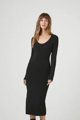 Women's Bodycon Midi Dress in Black, XXL