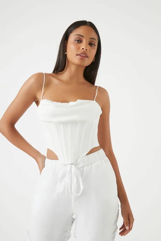 Women's Corset Cropped Cami in White Small