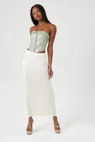 Women's Satin Split-Hem Maxi Skirt in Ivory Large