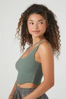 Women's Rib-Knit Cropped Tank Top in Cypress Large