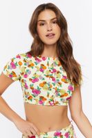 Women's Fruit Print Swim Cover-Up Top in Vanilla Small