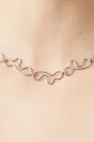 Women's Abstract Chain Necklace in Silver