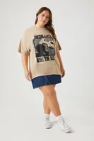 Women's Metallic Graphic T-Shirt in Tan, 0X