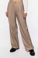 Women's Pinstriped Wide-Leg Pants in Khaki/Black Small