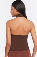 Women's Mock Neck Halter Top in Chocolate Large