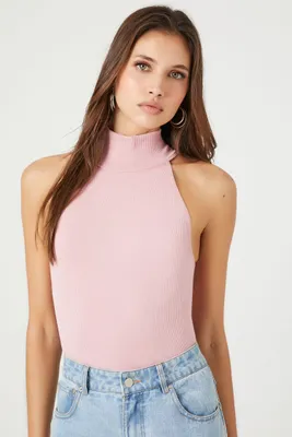 Women's Seamless Turtleneck Bodysuit in Pale Mauve Small