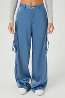 Women's Satin Wide-Leg Cargo Pants