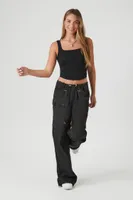 Women's Ribbed Knit Cropped Tank Top