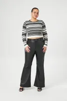 Women's Seamless Striped Sweater Black/Vanilla,