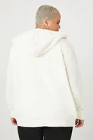 Women's Fleece Faux Shearling Zip-Up Hoodie Cream,