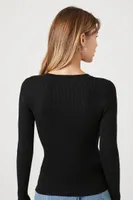 Women's Ribbed Knit V-Neck Sweater