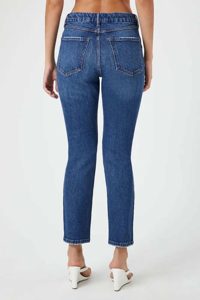 Women's Curvy High-Rise Straight Jeans Denim,