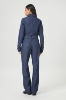 Women's Denim Tie-Waist Coveralls in Dark Denim Small