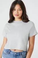 Women's Crew Neck Cropped T-Shirt in Heather Grey Medium