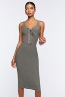 Women's Mesh Corset Midi Dress in Grey Small