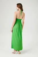 Women's Cutout Halter Maxi Dress in Green Large