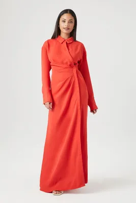 Women's Pleated Maxi Shirt Dress