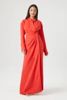 Women's Pleated Maxi Shirt Dress