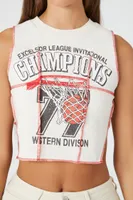 Women's Champions Graphic Cropped Tank Top in Cream Large