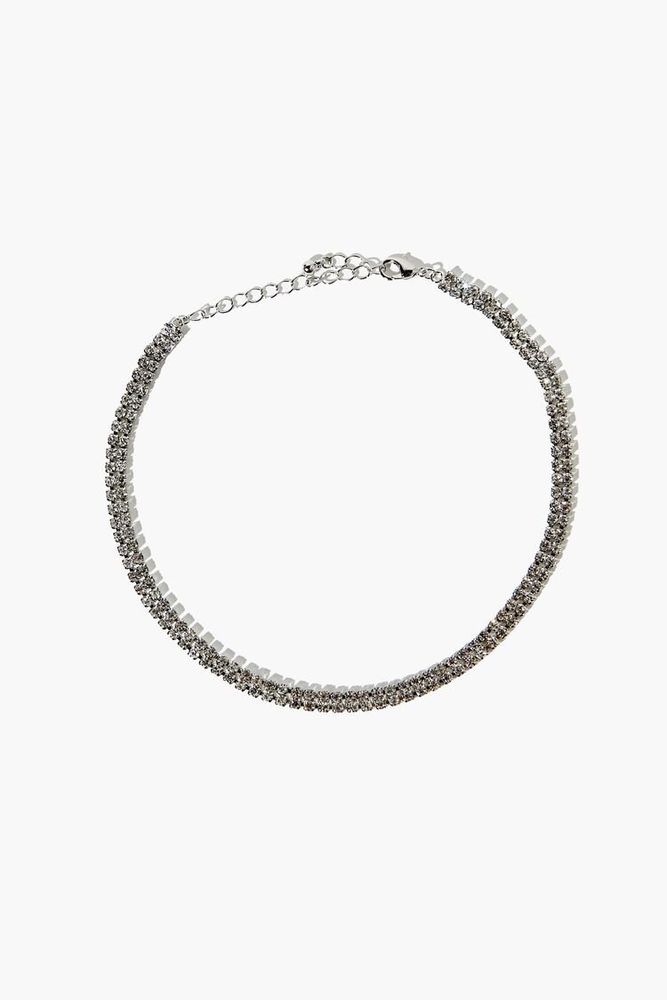 Women's Faux Gem Chain Necklace in Clear/Silver