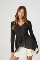 Women's Handkerchief Chiffon Top in Black Medium