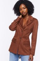 Women's Faux Suede Cutout Blazer in Chocolate Large