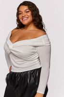 Women's Twisted Off-the-Shoulder Top in Cream, 2X