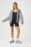 Women's Scuba Knit Zip-Up Hoodie in Dark Grey Medium