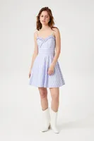 Women's Striped Poplin Fit & Flare Dress in Blue/White Small