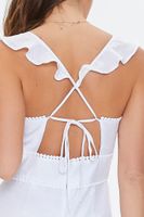 Women's Ruffled Cutout Tie-Back Romper in White Large