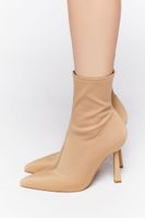 Women's Pointed-Toe Stiletto Sock Booties in Nude, 8