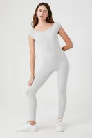 Women's Cap-Sleeve Fitted Jumpsuit in Heather Grey Small