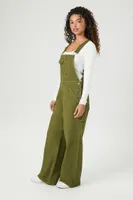 Women's Twill Utility Cargo Overalls in Green Small