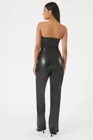 Women's Faux Leather Tube Jumpsuit in Black Small